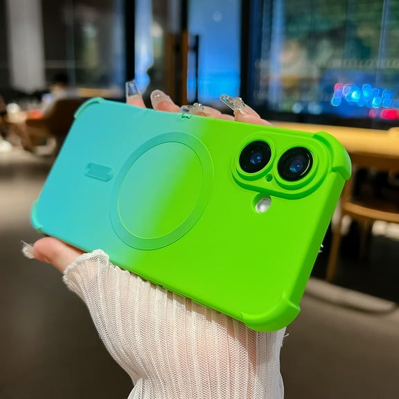 for Apple iPhone 16 Case Magnetic, Compatible with Magsafe Slim Fit Gradient Color Stylish Back Cover Shockproof Drop Protective Bumper Phone Case for Apple iPhone 16, Mint