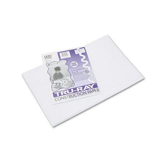 Tru-Ray Construction Paper, 76 lb Text Weight, 12 x 18, White, 50/Pack