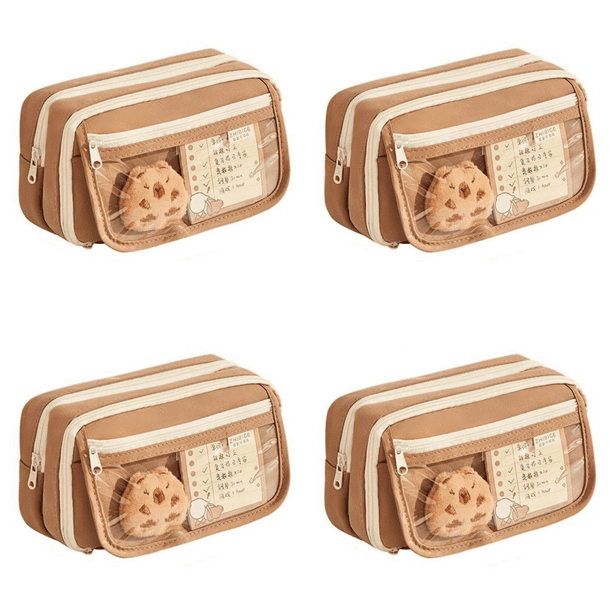 Estuche para Lápices Capybara 9 Capas Con Pegatinas Lona Útiles Escolares (café)