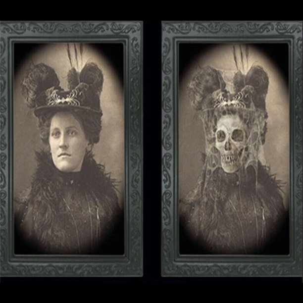 Halloween 3D Cambio de expresión facial Fantasma en movimiento Retrato Marco de fotos Fiesta de terror Castillo Casa embrujada Accesorios de decoración