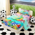thumbnail image 2 of Erosebridal Letter A Teal Gradient Soccer Ball Print Twin Sheet Sets, Sports Monogram Bedding for Kids Boys and Girls, 1 Flat Sheet, 1 Fitted Sheet and 1 Pillowcase, 2 of 6