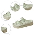thumbnail image 5 of Rokment Women's Double Buckles Platform Slides Sandals Classic Casual Wide Width Open Toe Chunky Flat Comfortable Walking Slip on Slippers for Indoor Outdoor Waterproof Light Green Size 8.5, 5 of 7