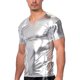thumbnail image 5 of Camiseta de manga corta y camiseta interior de poliéster para hombre, de verano, brillante, ajustada, a la moda, moldeadora, estilo discoteca., 5 of 5