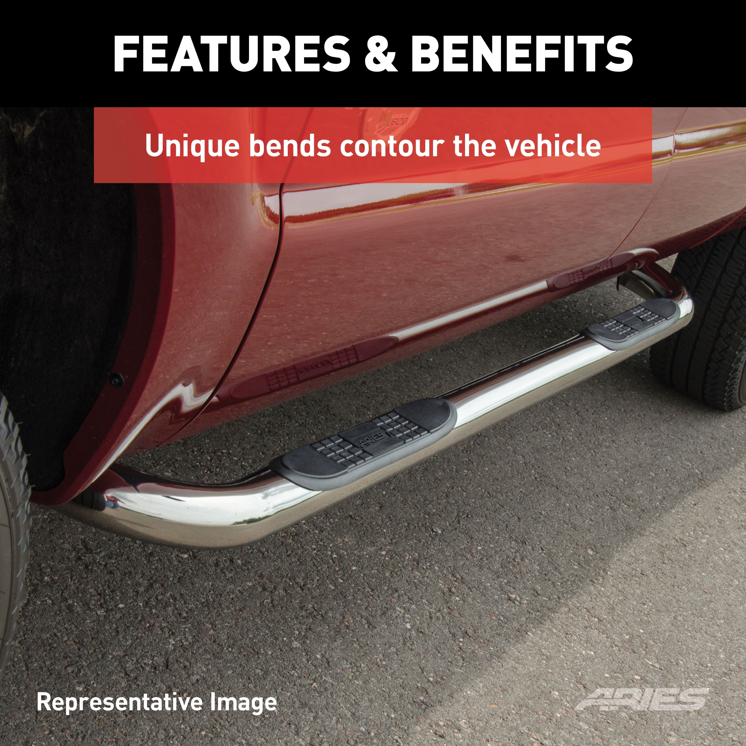 ARIES 204053-2 3-Inch Round Polished Stainless Steel Nerf Bars for GMC Sierra 2021