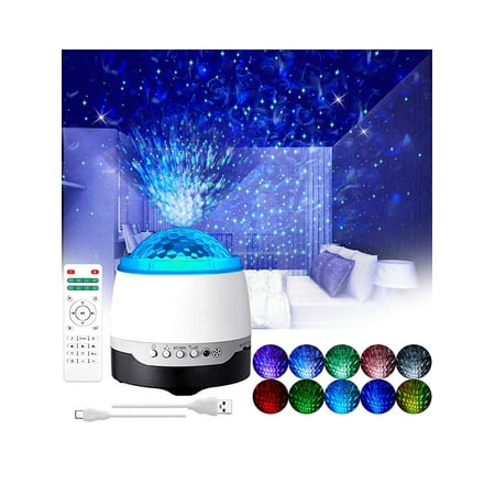 

KBOOK Galaxy Star Projector LED Night Light with Bluetooth Remote Control White Noise Night Light Ambiance for Kids Adults Bedroom