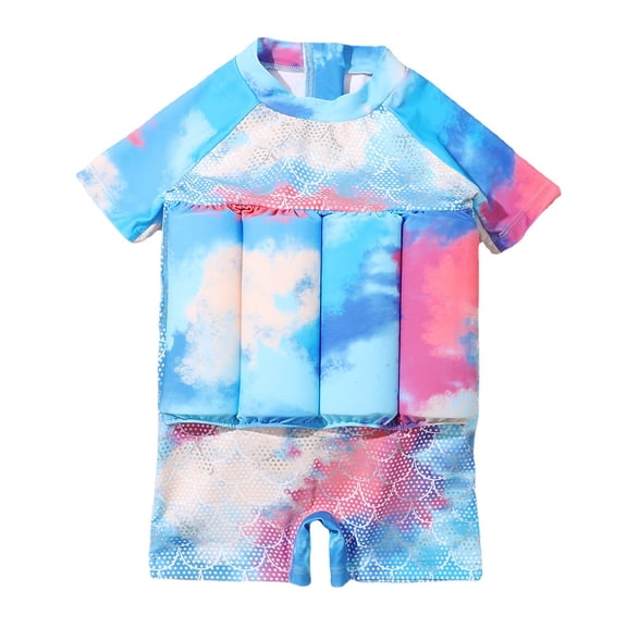 Summer Baby Kid Short Sleeve Floating Swimsuit Baby Boys And Baby Girls One Piece Buoyancy Swimsuit