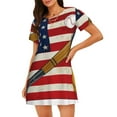 thumbnail image 1 of Xecao Chemise de Nuit Ample Drapeau Américain et Baseball pour Femmes Manches Courtes Décontractée Imprimée, 1 of 6