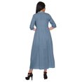 thumbnail image 4 of Moomaya Long Button Down Shirts For Women Front Slit A-Line Kurtis Summer Kurta, 4 of 5