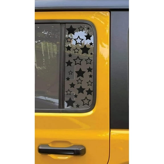 Stars Pattern Side Window Vinyl Decal Compatible with and Fits Jeep Wrangler JL 2016-2023 Compatible with and Fits Gladiator JT 2020-2023 - Set of Two