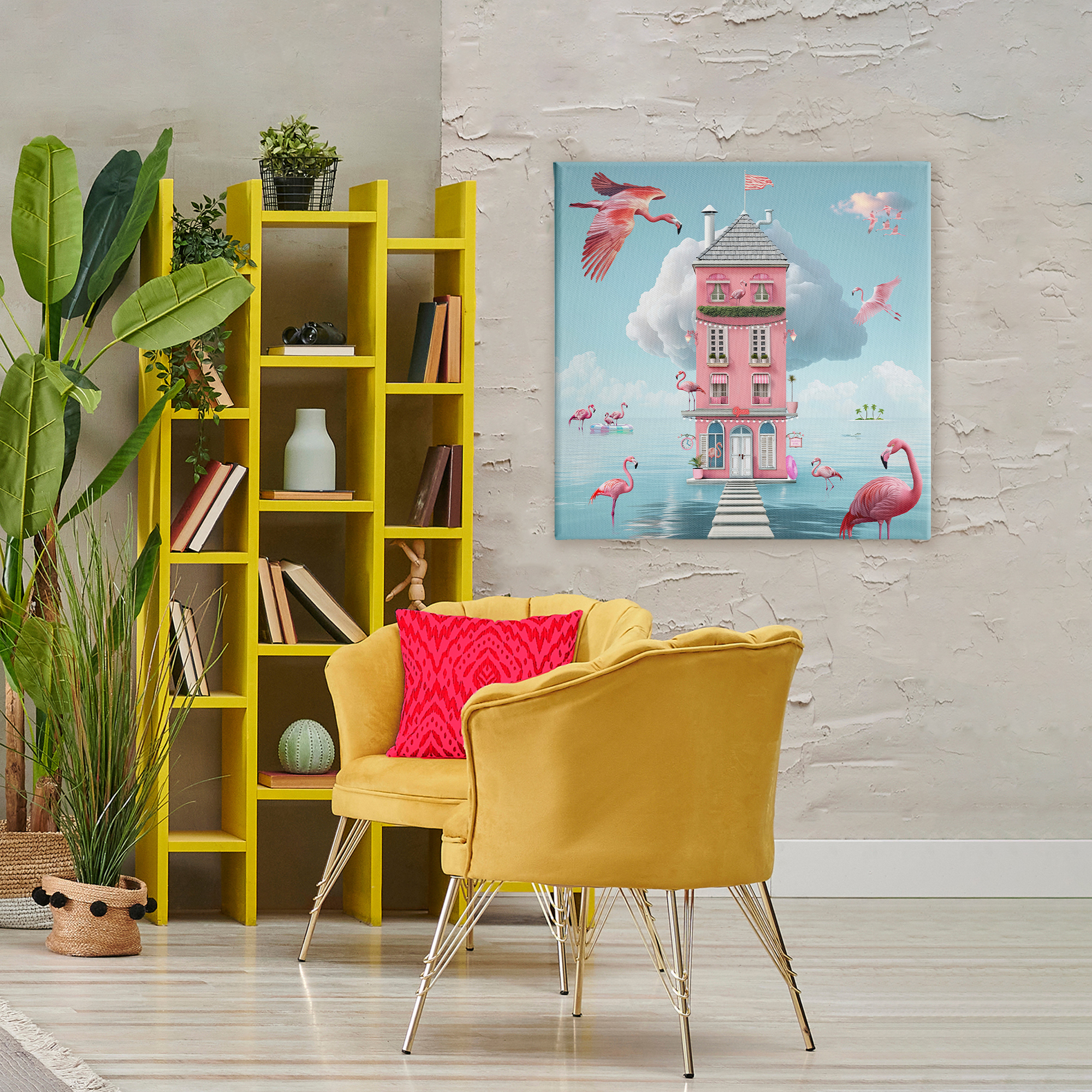Flamingo Hotel on Water Canvas Wall Art, design by Lori Lea Studios