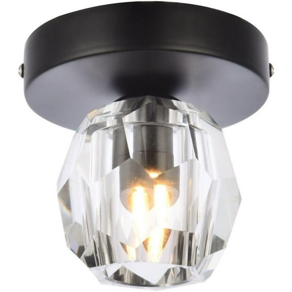 1 Light Flush Mount-Black Finish-Royal Cut Crystal Type Bailey Street Home 390-Bel-4363550