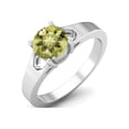 thumbnail image 2 of 925 Sterling Silver 6mm Round Shape Lemon Quartz Solitaire Valentines Day Gifts Ring for Women, 2 of 4