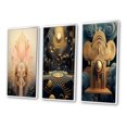 thumbnail image 3 of Designart "Gold and Pink Art Nouveau Geometry I" Modern Geometric Framed Wall Art Set Of 3 - Pink Abstract Frame Gallery Set For Office Decor, 3 of 7