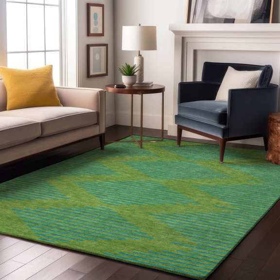 Addison Rugs Mayfield Premium Machine Washable Transitional Geometric Green Rectangle Rug, 8' x 10'