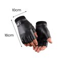 thumbnail image 4 of YAOBAMM Elastic Cuffs Riding Gloves 1 Pair Men Autumn Winter Riding Half Finger Faux Leather Elastic Cuffs Solid Color Sports Mittens, 4 of 7