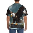 thumbnail image 3 of Sikiie Forest River Bald Eagle Men's Wrinkle Free Untucked Cuban Shirt Business Casual Button Down Shirts Short Sleeve Shirt3X-Large, 3 of 5