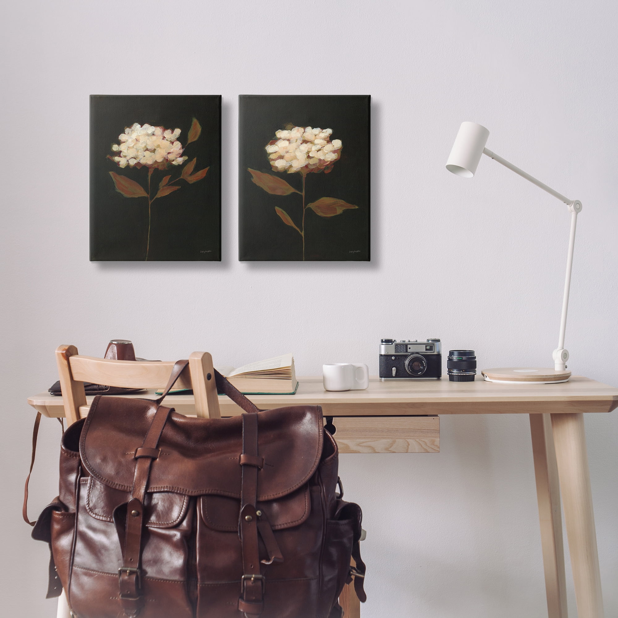 Stupell Industries Solitary Bloom Before Fall Plants & Flowers Painting Wrapped Canvas Art Print Wall Art, 16 x 20, Set of 2