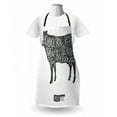 thumbnail image 3 of Cattle Apron, Vintage Hand-Drawn Butcher Cuts of Beef Scheme Silhouette for Barbecue, Unisex Kitchen Bib with Adjustable Neck for Cooking Gardening, Adult Size, Charcoal Grey and White, by Ambesonne, 3 of 4