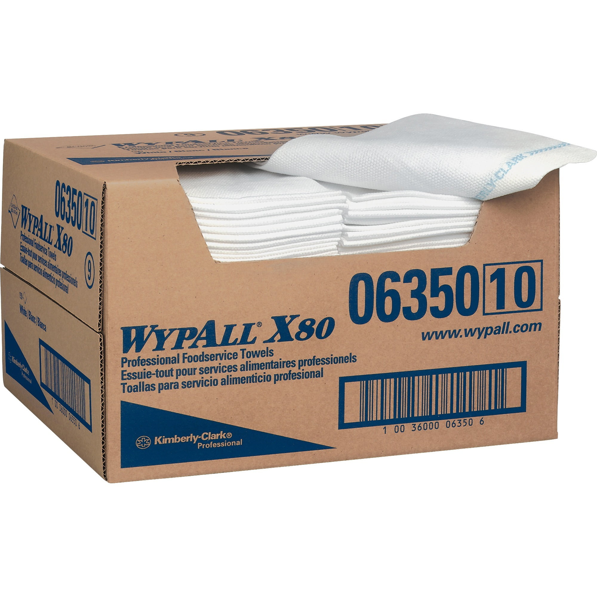 Wypall X80 Foodservice Towels, White, Blue, 150 / Carton (Quantity