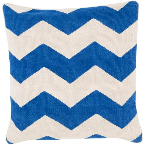 Surya Bold Geo 22" x 22" Bright Blue And Ivory Pillow Cover BD003-2222