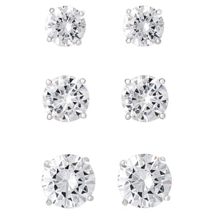 Believe by Brilliance Cubic Zirconia Stud Earrings 3-Pack