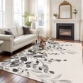 thumbnail image 2 of Area Rug for Living Room, Grey Eucalyptus Non-Slip Indoor Large Carpet for Bedroom/Dining Room, Farmhouse Weeping Leaves on Linen Washable Low-Profile Rectangle Floor Runner Rugs - 6 x 9 Ft, 2 of 8