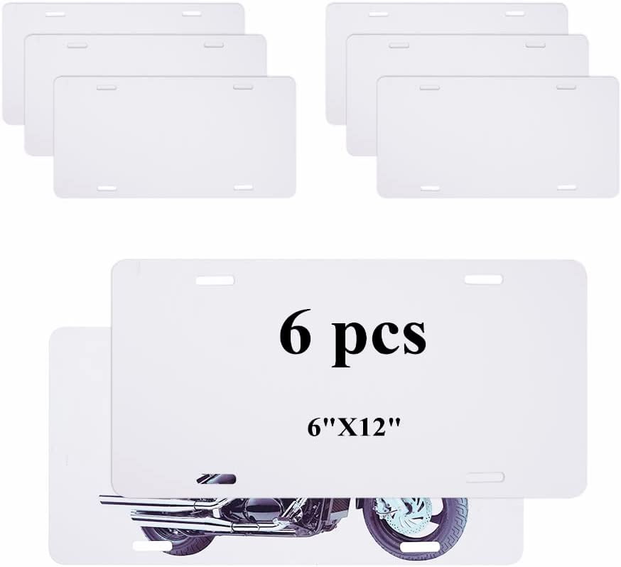 6 PCS Aluminum Sublimation License Plate Blank 6 X12