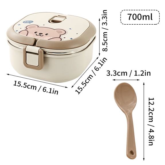WORTHBUY 304 Stainless Steel Insulated Lunch Box With Spoon Stackable Portable Bento Box Multi-layer Leak Proof Food Container