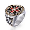 thumbnail image 4 of Bagues Templiers Dominateurs pour Hommes Couleur Argent Acier Inoxydable Croix Rouge Incrustée de Zircon Cubique Bague Homme Bijou Cadeau, 4 of 5