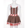 thumbnail image 3 of YEAHDOR Girls Christmas Gingerbread Man Dress-Up Party Wear Short Sleeve Stripes Ruffled Leotard Apron Dress Brown 8, 3 of 7