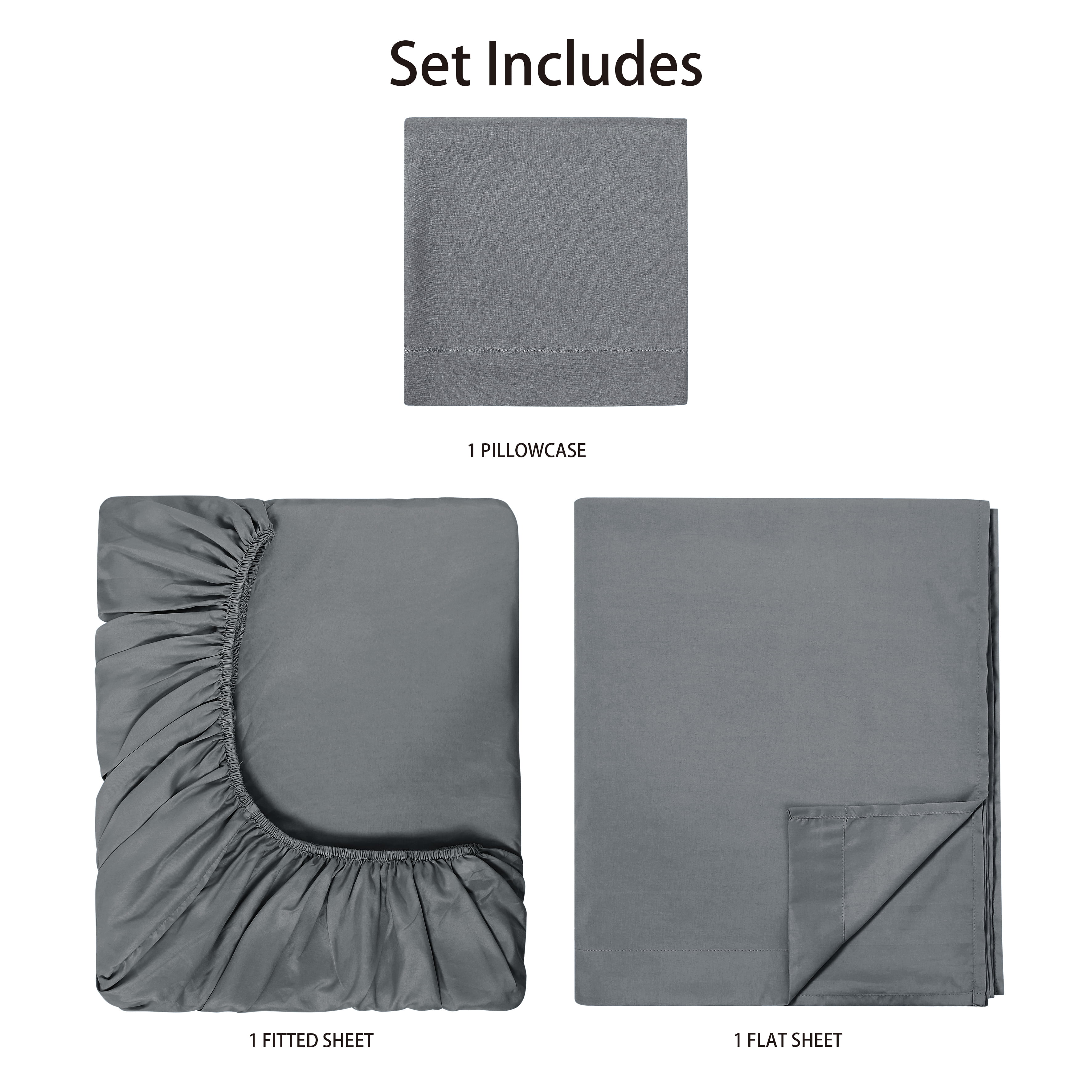 Mainstays Basic Value Microfiber Bed Sheet Set, Soothing Grey, Twin-XL, 3 Piece