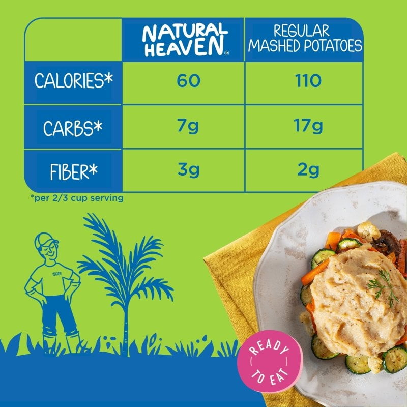 Natural Heaven - Hearts Of Palm Creamy Mash - 6 count, 54oz (255g) each - Low Fat, Gluten-Free & No added Sugar