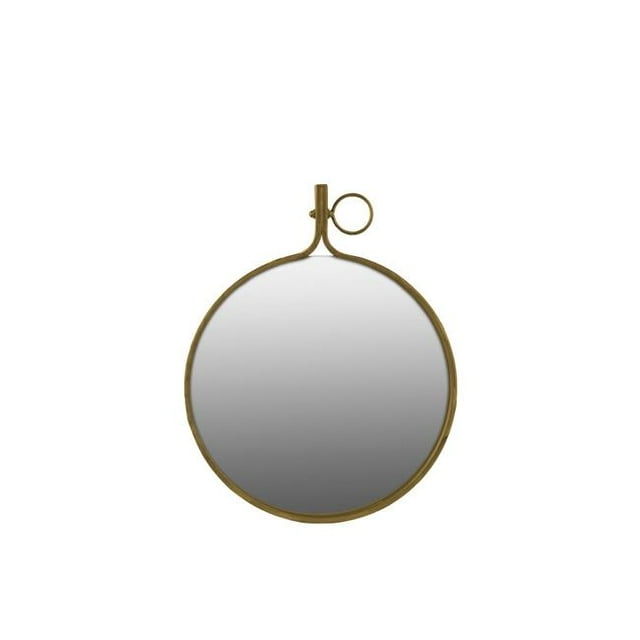 Benjara BM219129 Round Wall Mirror with Metal Rim & Side Hanger, Gold - Set of 2