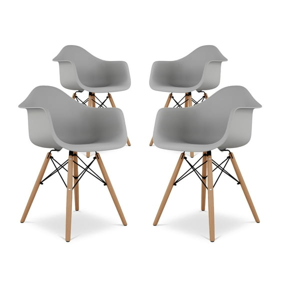 Modholic Eiffel Armchair With Wood Legs, Gray (Set Of 4)