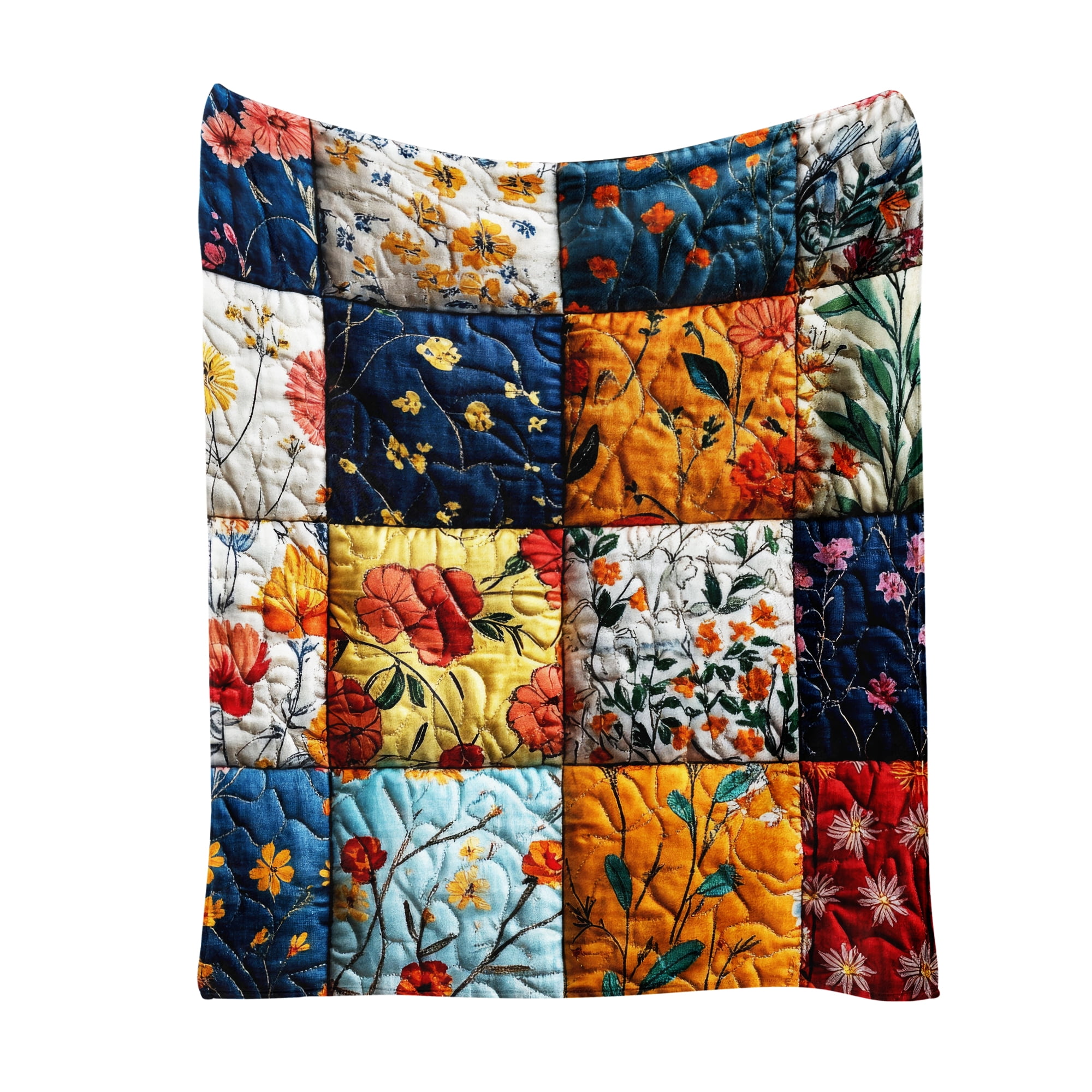 Flannel Fleece Throw Blanket, Soft Large Throw Blanket, Lightweight Cozy Plush Throw Blanket Fit Sofa Bed, 50"x60", Patchwork Floral Pattern