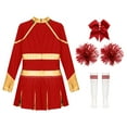 thumbnail image 4 of Alvivi Kids Girls Cheer Leader Outfits Cheerleading Dance Dress with Pom Pom Headwear Socks B Red 12, 4 of 5