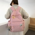 thumbnail image 3 of HUISZJ Polka Dot Backpack, Nylon Shoulder Bag with Pendant, Large Capacity Travel Daypack for Work Travel Outdoor (Pink), 3 of 10