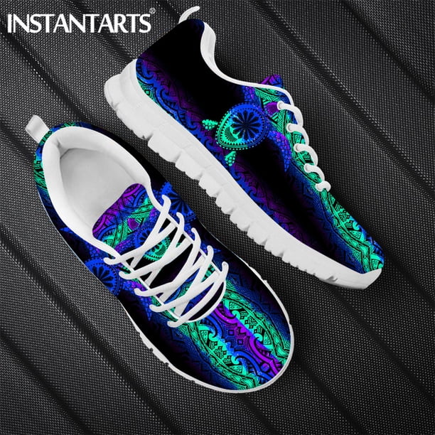 Zapatillas planas para hombre, con estampado tribal polinesio de tortuga, informales, con cordones, transpirables, para caminar