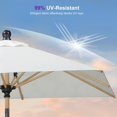 thumbnail image 3 of PURPLE LEAF 6' x 9' Patio Umbrella with Base Market Umbrella Rectangular Outdoor Umbrella with Push Button Tilt & Crank and 8 Ribs Aluminum Table Umbrella for Pool Backyard Beach, Taupe, 3 of 7