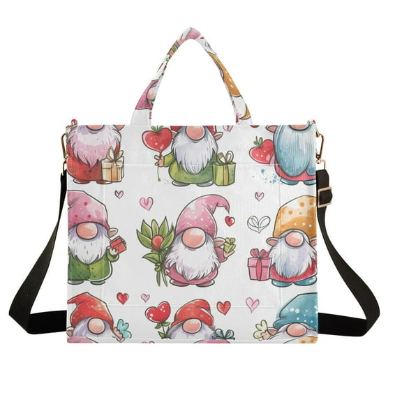 Gnomes Gifts Corduroy Tote Bag Handbag Large Messenger Bag Shoulder Crossbody Zipper Bag Purse