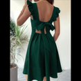 thumbnail image 4 of Vestido Corto con Lazo y Espalda Descubierta para Mujer, Modelos de Verano, Vestidos Halter, Vestidos de Fiesta Verde Oscuro S, 4 of 8