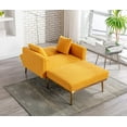 thumbnail image 4 of BISHE Convertible Chaise Lounge Chair, Modern Sleeper Sofa Bed with 3 Reclining Angles, 2 Velvet Pillows, 400 LBS Capacity, Upholstered Indoor Lounge Chair for Living Room or Bedroom, Creamy, Mustard, 4 of 7