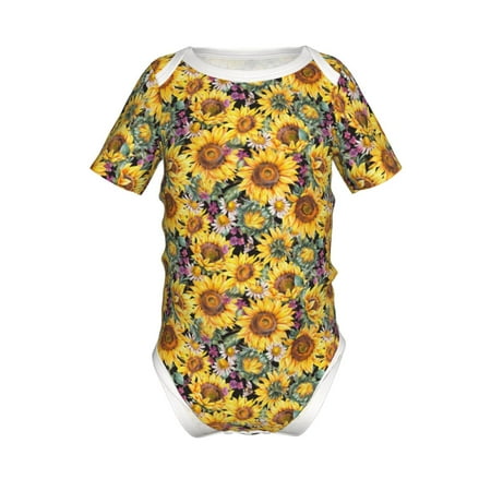 

Yiaed Sunflowers Vintage Print Infant Climbing Short Sleeve Onesie One-Piece Baby Bodysuit Clothes 0-12 Months -3 Months