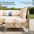thumbnail image 3 of SUMMIT LIVING 4-Piece Outdoor Patio Conversation Set-All-Weather Rattan 4-Seat Sofa & 2 Armless Chairs with Washable Cushions & Acacia Wood Top Coffee Table for Porch & Balcony, Beige, 3 of 9