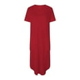 thumbnail image 6 of Summer Savings Clearance! Ecqkame Dresses for Women Summer Comfort Fashion Solid Color Pocket Sleeveless V-Neck Dress Long Dresses for Women Red M, 6 of 7