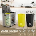 thumbnail image 3 of CAPHAUS Black Dual Trash Can w/ Double Lid, Trash & Recycle Bins Combo, Hands-free Stainless-Steel Garbage Can for Kitchen, with 2 Compartment, Hinged Lid, Odor Filters, Handles, 25L+25L, 2 x 6.6 Gal, 3 of 9