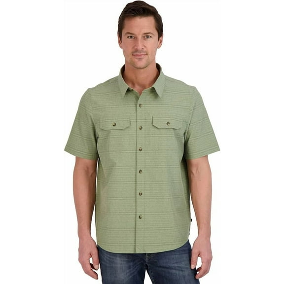 Gerry Men's Short Sleeve Quick Dry Tech Woven Shirt (Green, Medium)