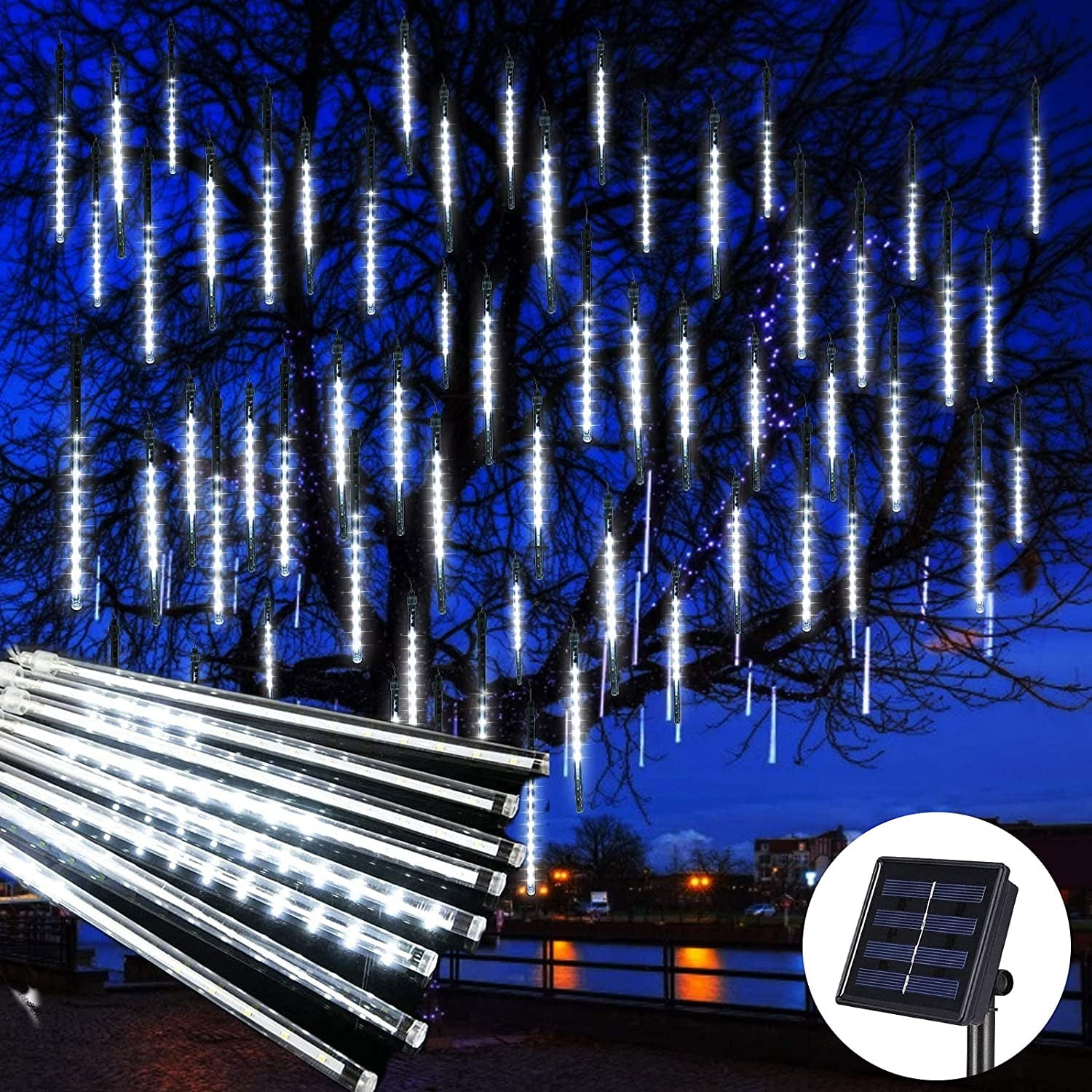 Solar Meteor Shower Rain Lights Outdoor, Waterproof Meteor Lights 8
