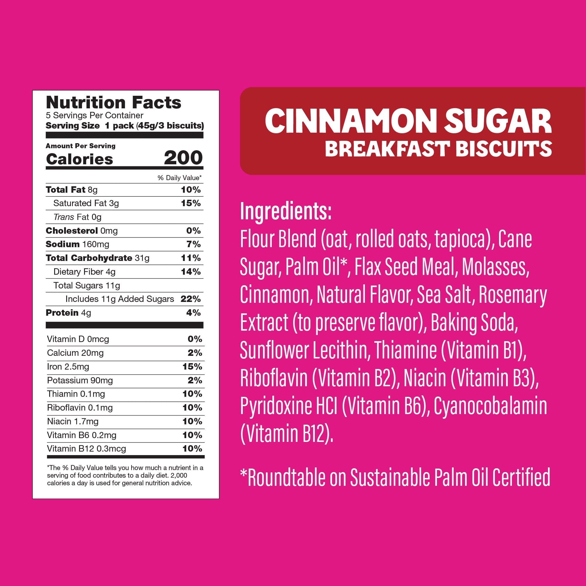 (6 pack) Sweet Loren's Cinnamon Sugar Breakfast Biscuits, Gluten & Dairy Free, 8oz/5ct