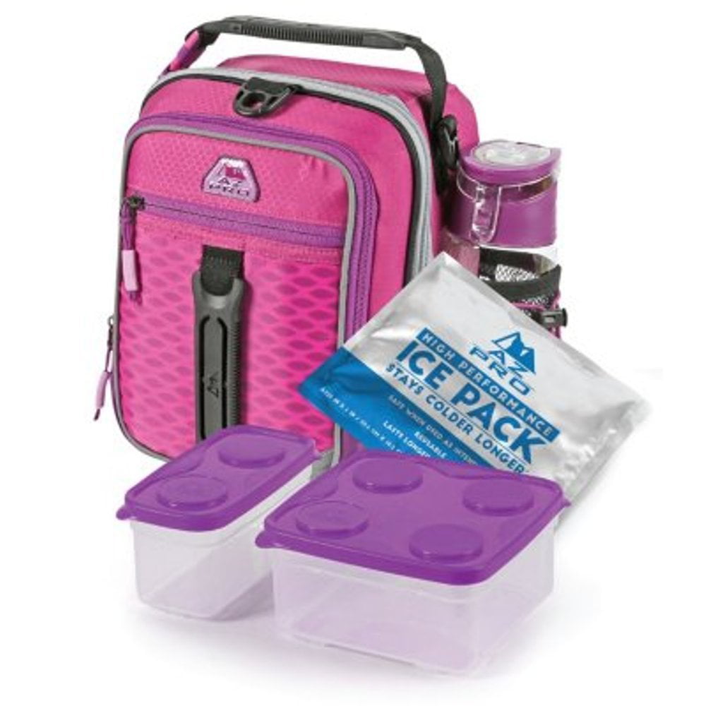 Your Zone Lunch Box Insulated Zippered Pink Prple Sparkle Pattern 10"x6"X4" New 
